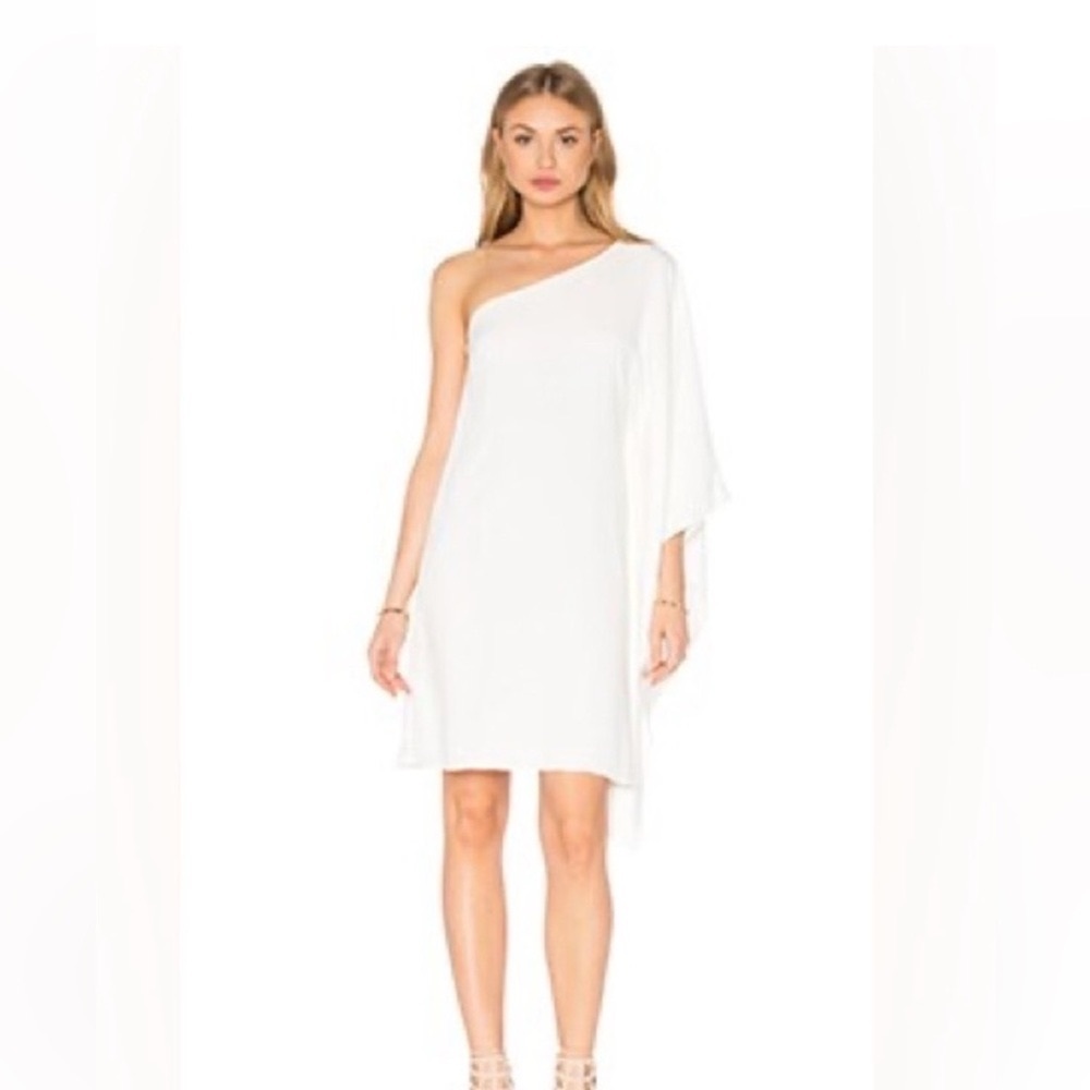 Jay Godfrey one shoulder drape dress in ivory, size 4